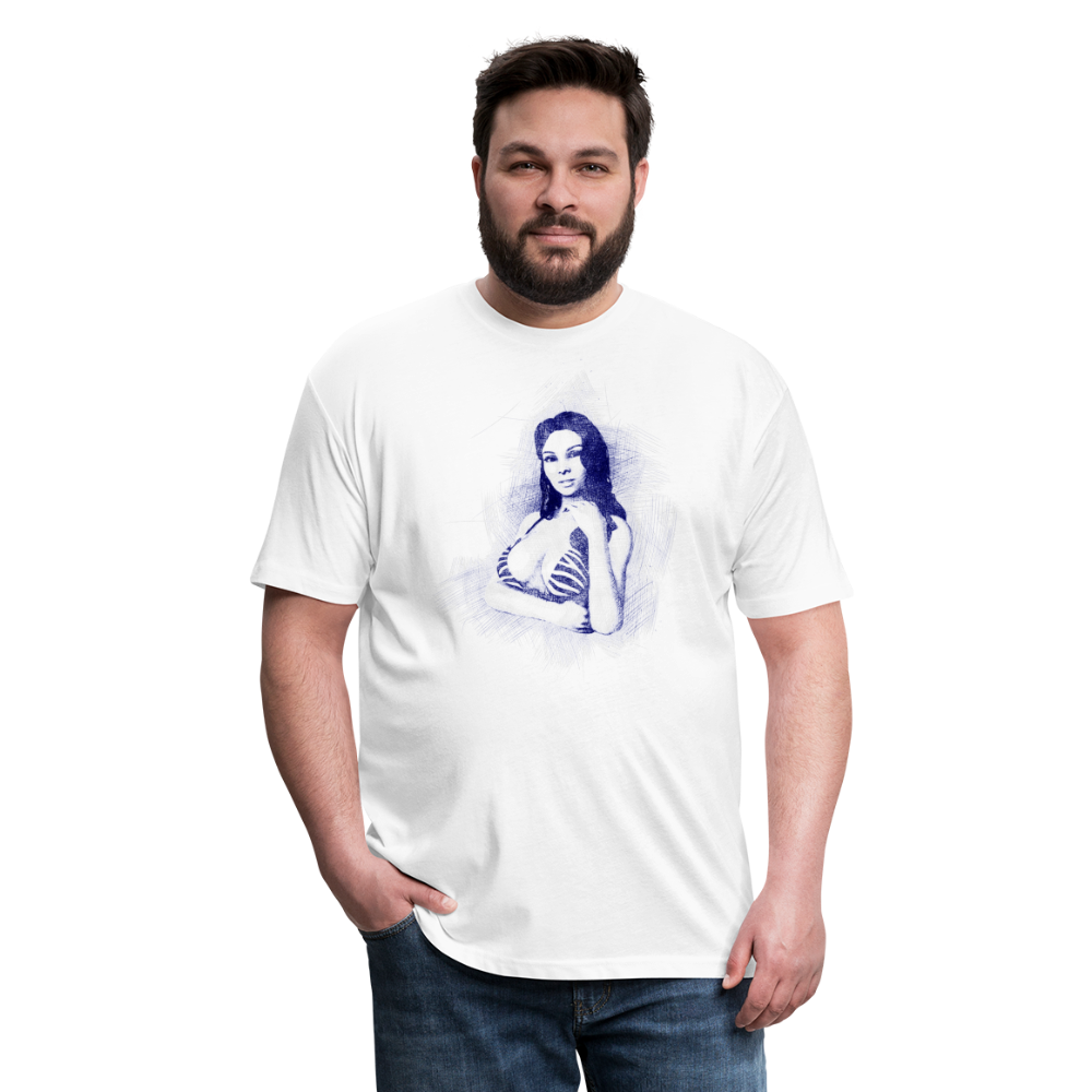 Ashley "Inked" House Party White and Blue Fitted T-Shirt - white